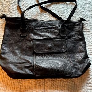 Huge Black Leather Over-night Bag
